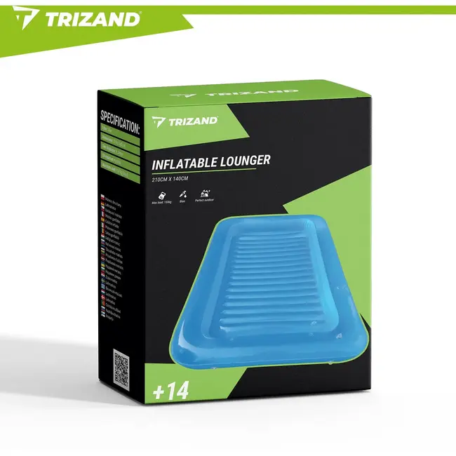 Trizand Opblaasbare Luchtmatras 210 x 140 cm Blauw met Hoofdkussen, 2 Bekerhouders en Draagvermogen tot 150 kg