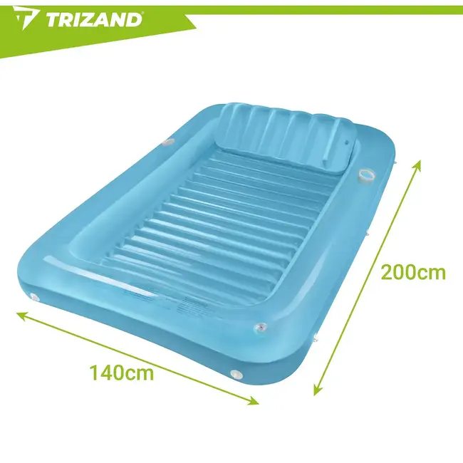 Trizand Opblaasbare Luchtmatras 210 x 140 cm Blauw met Hoofdkussen, 2 Bekerhouders en Draagvermogen tot 150 kg