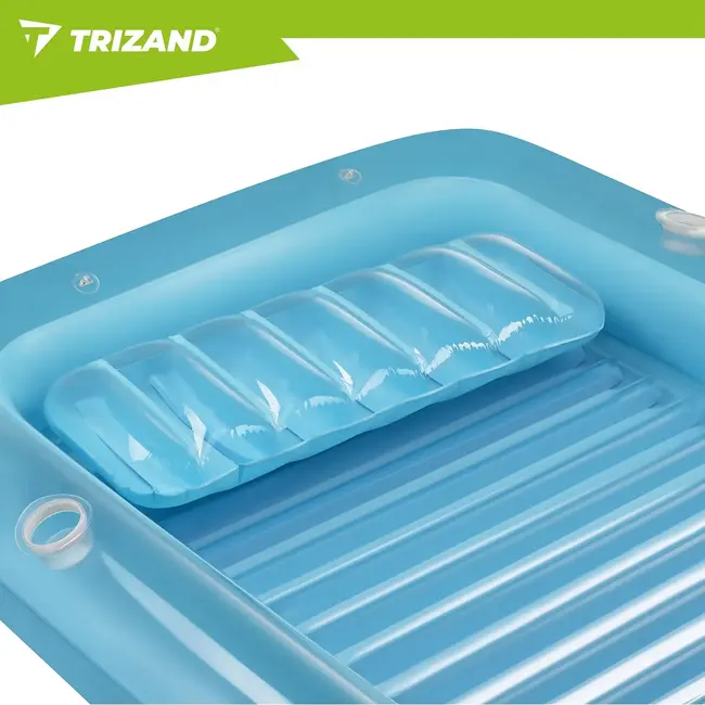 Trizand Opblaasbare Luchtmatras 210 x 140 cm Blauw met Hoofdkussen, 2 Bekerhouders en Draagvermogen tot 150 kg