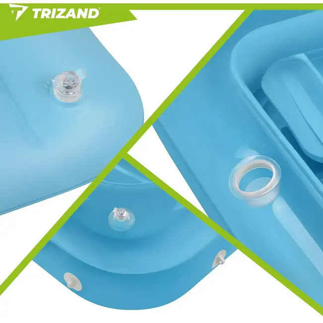 Trizand Opblaasbare Luchtmatras 210 x 140 cm Blauw met Hoofdkussen, 2 Bekerhouders en Draagvermogen tot 150 kg