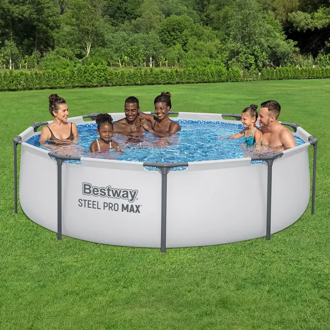 Bestway Rond Frame Zwembad 305 x 76 cm met Stalen Constructie en Duurzame Zwembadwand voor de Tuin