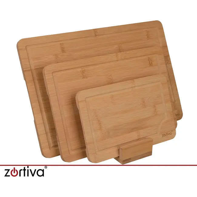 Zortiva Bamboe Snijplanken Set 3 Stuks met Ophangopening voor Keuken, Snijwerk en Presentatie van Gerechten