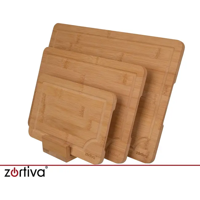 Zortiva Bamboe Snijplanken Set 3 Stuks met Ophangopening voor Keuken, Snijwerk en Presentatie van Gerechten