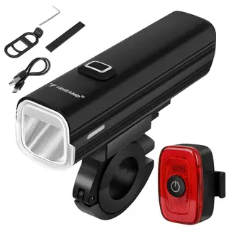 Trizand LED Fietsverlichting 1000 Lumen met Achterlicht, USB-C, Powerbankfunctie en 4800 mAh Accu