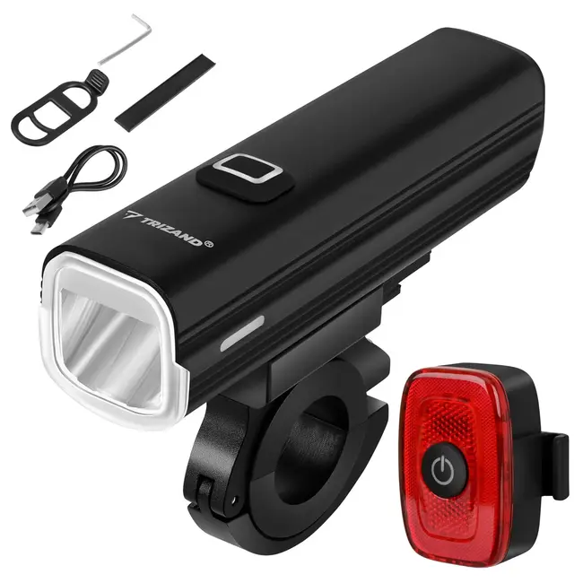 Trizand LED Fietsverlichting 1000 Lumen met Achterlicht, USB-C, Powerbankfunctie en 4800 mAh Accu
