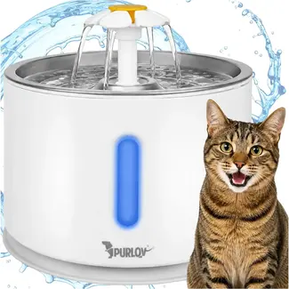 Purlov Drinkfontein voor Hond en Kat 2 l met Filtersysteem, Watercirculatie en USB Voeding voor Vers Drinkwater