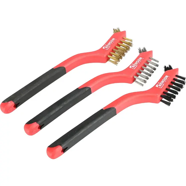 Benson Veelzijdige staalborstelset - nylon, rvs en messing - 3-delig - 18 cm - soft grip