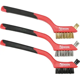 Benson Veelzijdige staalborstelset - nylon, rvs en messing - 3-delig - 18 cm - soft grip