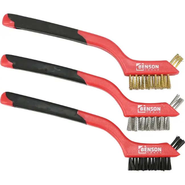 Benson Veelzijdige staalborstelset - nylon, rvs en messing - 3-delig - 18 cm - soft grip