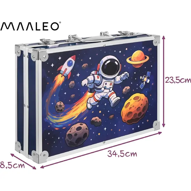 Malatec Tekenset in Astronautenkoffer voor Kinderen met Diverse Teken- en Kleurmaterialen