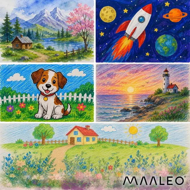 Malatec Tekenset in Astronautenkoffer voor Kinderen met Diverse Teken- en Kleurmaterialen