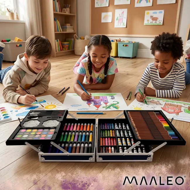 Malatec Tekenset in Astronautenkoffer voor Kinderen met Diverse Teken- en Kleurmaterialen