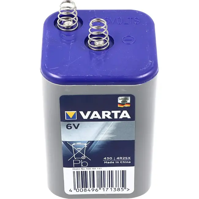 Varta 6V Blokbatterij 4R25X met Veercontact voor Alarmen en Verlichting