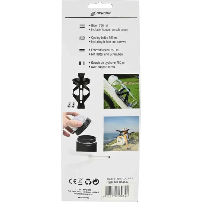 Benson Bidon met houder - 750 ml - BPA-vrij - ergonomisch ontwerp - lekvrije dop