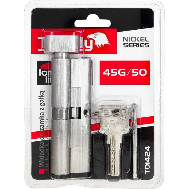 Tvardy Knopcilinder 45G/50 mm met 3 sleutels en bevestigingsschroef voor deuren
