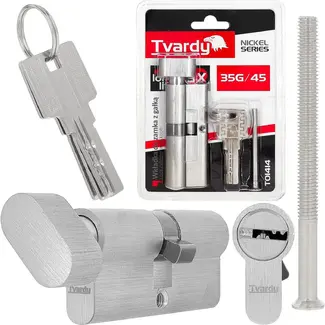 Tvardy Knopcilinder 35G/45 mm met 3 sleutels en bevestigingsschroef voor deuren