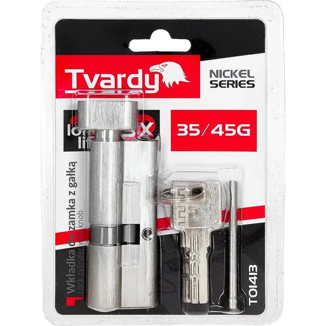 Tvardy Knopcilinder 35/45G mm met 3 sleutels en bevestigingsschroef voor deuren