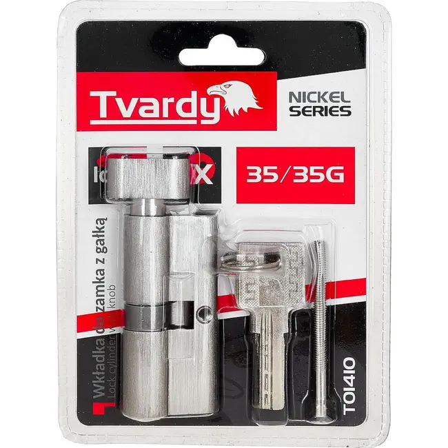 Tvardy Knopcilinder 35/35G mm met 3 sleutels en bevestigingsschroef voor deuren