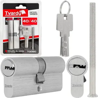 Tvardy Knopcilinder 40/40 mm in geborsteld nikkel met bevestigingsschroef voor deuren