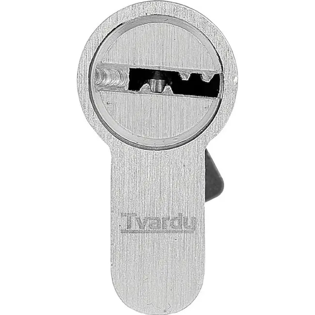 Tvardy Knopcilinder 35/35 in geborsteld nikkel voor binnen- en buitendeuren met schroef