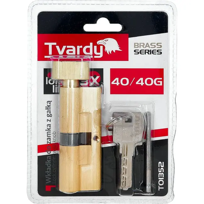 Tvardy Cilinderslot met draaiknop 40/40G mm messingkleur voor deuren