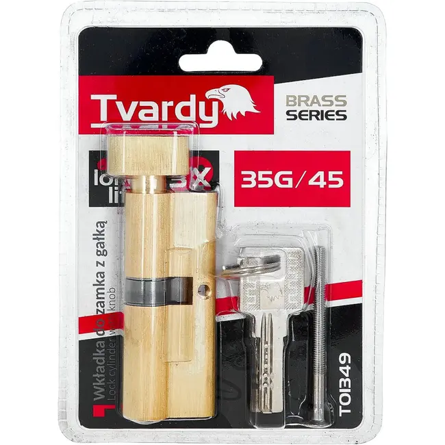 Tvardy Cilinderslot met draaiknop 35G/45 mm messingkleur voor woning, appartement en kantoor