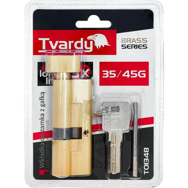 Tvardy Cilinderslot met draaiknop 35/45G mm messingkleur voor deuren
