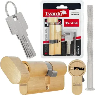 Tvardy Cilinderslot met draaiknop 35/45G mm messingkleur voor deuren