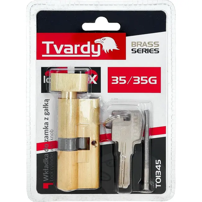 Tvardy Cilinderslot met draaiknop 35/35G mm messingkleur voor deuren