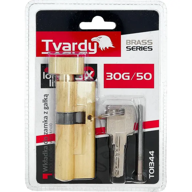 Tvardy Cilinderslot met draaiknop 30G/50 mm messingkleur voor deuren