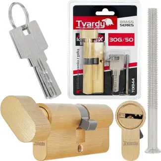 Tvardy Cilinderslot met draaiknop 30G/50 mm messingkleur voor deuren