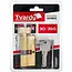 Tvardy Cilinderslot 30/35G mm in geborsteld messing met draaiknop en montageschroef
