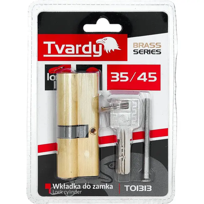 Tvardy Cilinderslot 35/45 messingkleur voor binnen- en buitendeuren, inclusief 3 sleutels