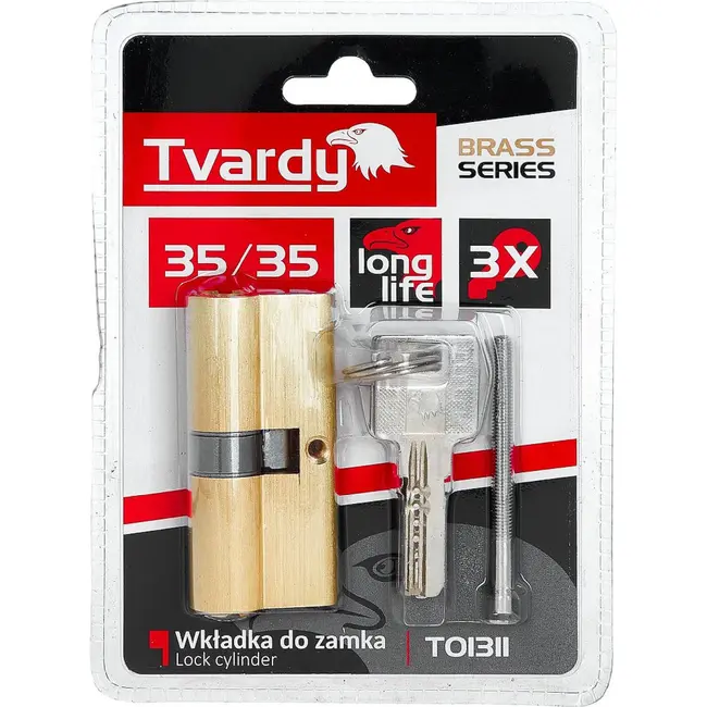 Tvardy Cilinderslot 35/35 in messingkleur voor binnen- en buitendeuren met schroef