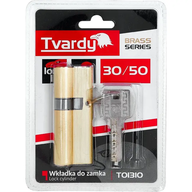 Tvardy Cilinderslot 30/50 in messingkleur voor binnen- en buitendeuren met schroef