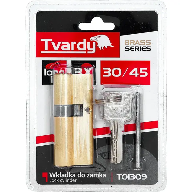 Tvardy Cilinderslot 30/45 in messingkleur voor binnen- en buitendeuren met schroef