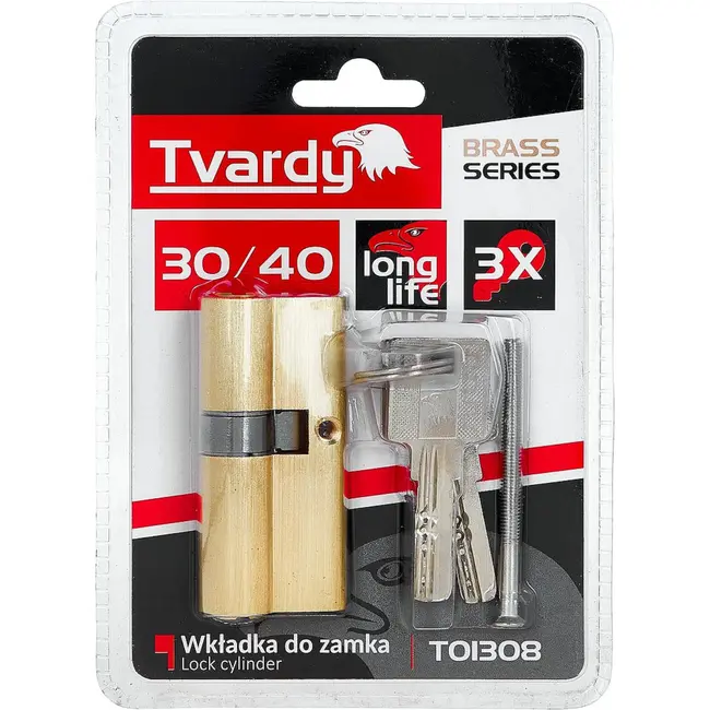 Tvardy Cilinderslot 30/40 in messingkleur voor binnen- en buitendeuren met schroef