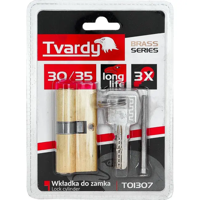 Tvardy Cilinderslot 30/35 in messingkleur voor binnen- en buitendeuren met schroef