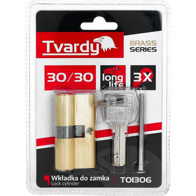 Tvardy Cilinderslot 30/30 in messingkleur voor binnen- en buitendeuren met schroef