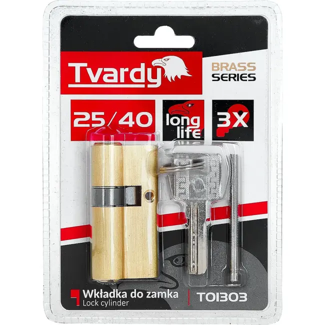 Tvardy Cilinderslot 25/40 in messingkleur voor binnen- en buitendeuren met schroef