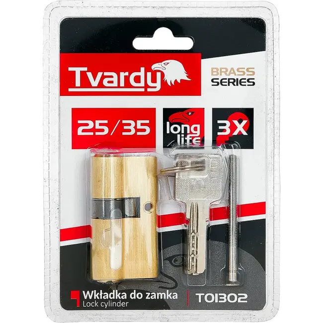 Tvardy Cilinderslot 25/35 in messingkleur voor binnen- en buitendeuren met schroef