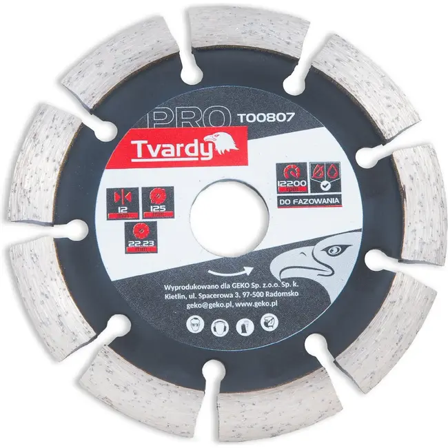 Tvardy Diamantfrees schijf 125 x 12 x 22,23 mm voor nat en droog afschuinen van beton en steen