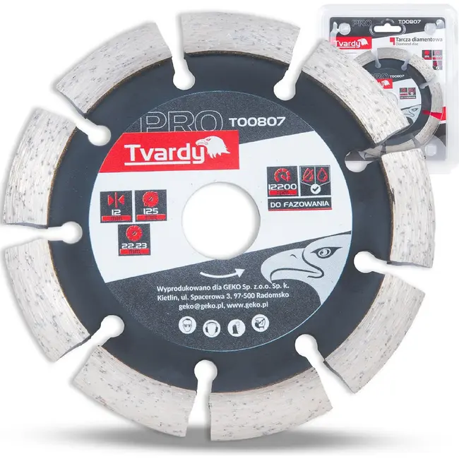 Tvardy Diamantfrees schijf 125 x 12 x 22,23 mm voor nat en droog afschuinen van beton en steen