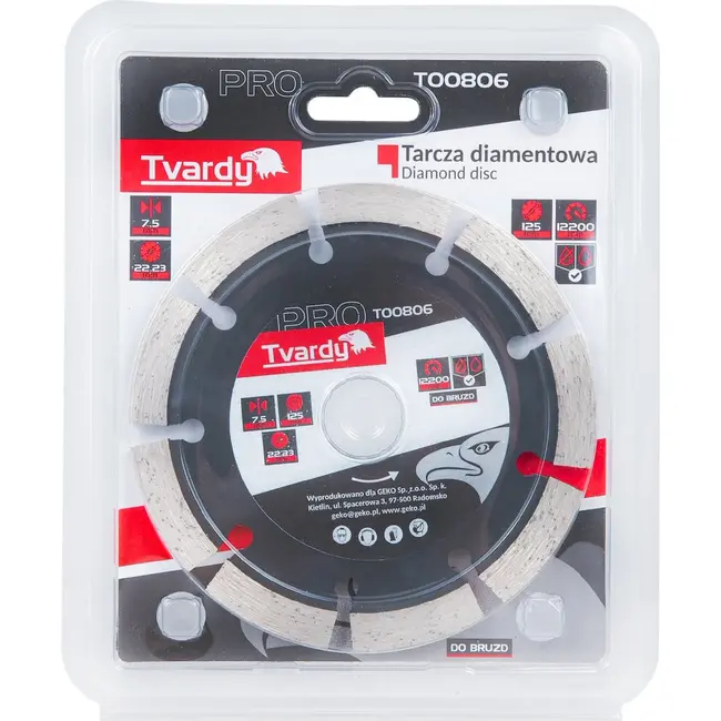 Tvardy Diamant groeffrees schijf 125 x 7,5 x 22,23 mm voor sleuven in steen en beton