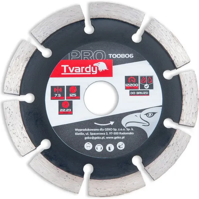 Tvardy Diamant groeffrees schijf 125 x 7,5 x 22,23 mm voor sleuven in steen en beton