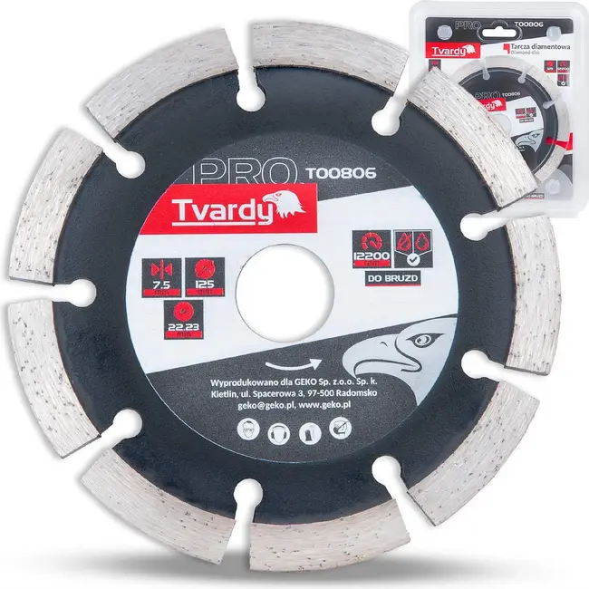 Tvardy Diamant groeffrees schijf 125 x 7,5 x 22,23 mm voor sleuven in steen en beton