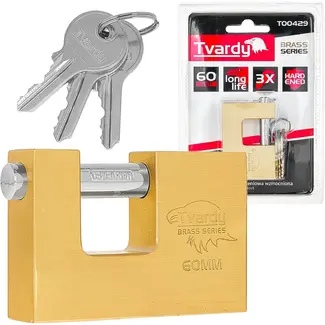 Tvardy Messing discusslot 60 mm met afgeschermde geharde sluitpen en 3 sleutels