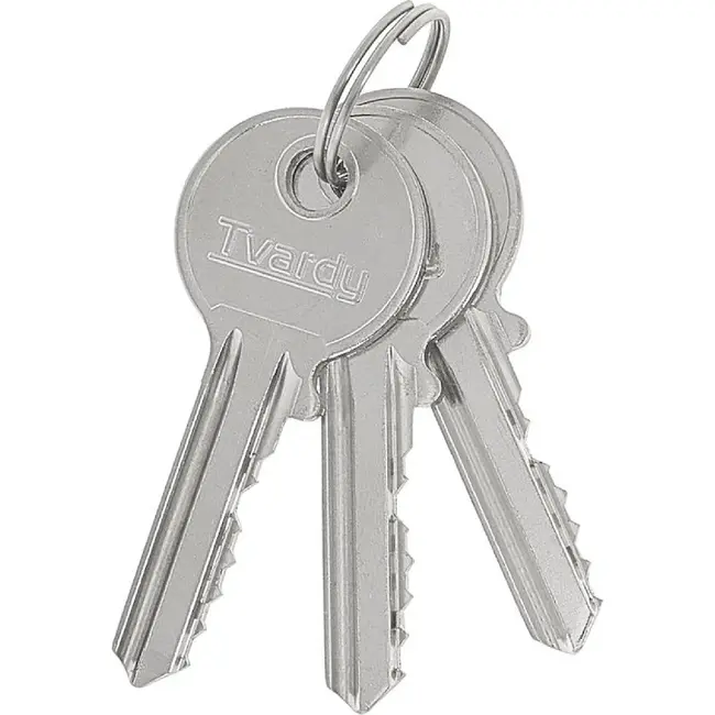 Tvardy Messing hangslot 50 mm met lange beugel en 3 sleutels voor poorten en lockers