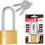 Tvardy Messing hangslot 50 mm met lange beugel en 3 sleutels voor poorten en lockers