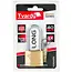 Tvardy Messing hangslot 40 mm met lange beugel en 3 sleutels voor lockers en poorten